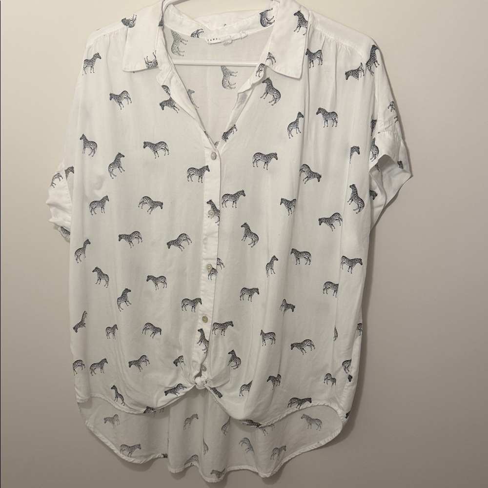 White Zebra Print Women's Top